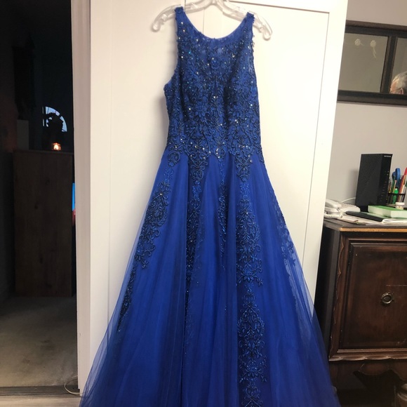 Navy Blue Long Formal Dress - Picture 1 of 4